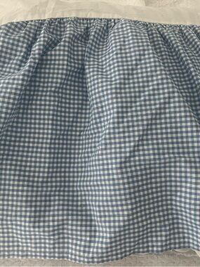 Pottery Barn Kids Blue Gingham Crib Skirt